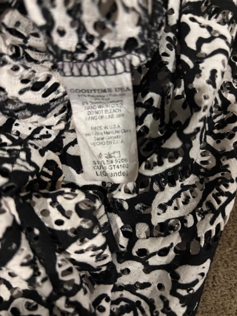 Goodtime USA Black & White Floral Long-Sleeve Sheath Dress - Size L - Picture 7 of 7